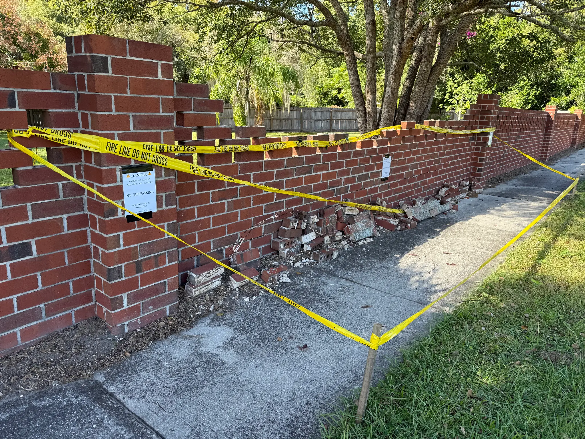 Barricaded area with safety tape