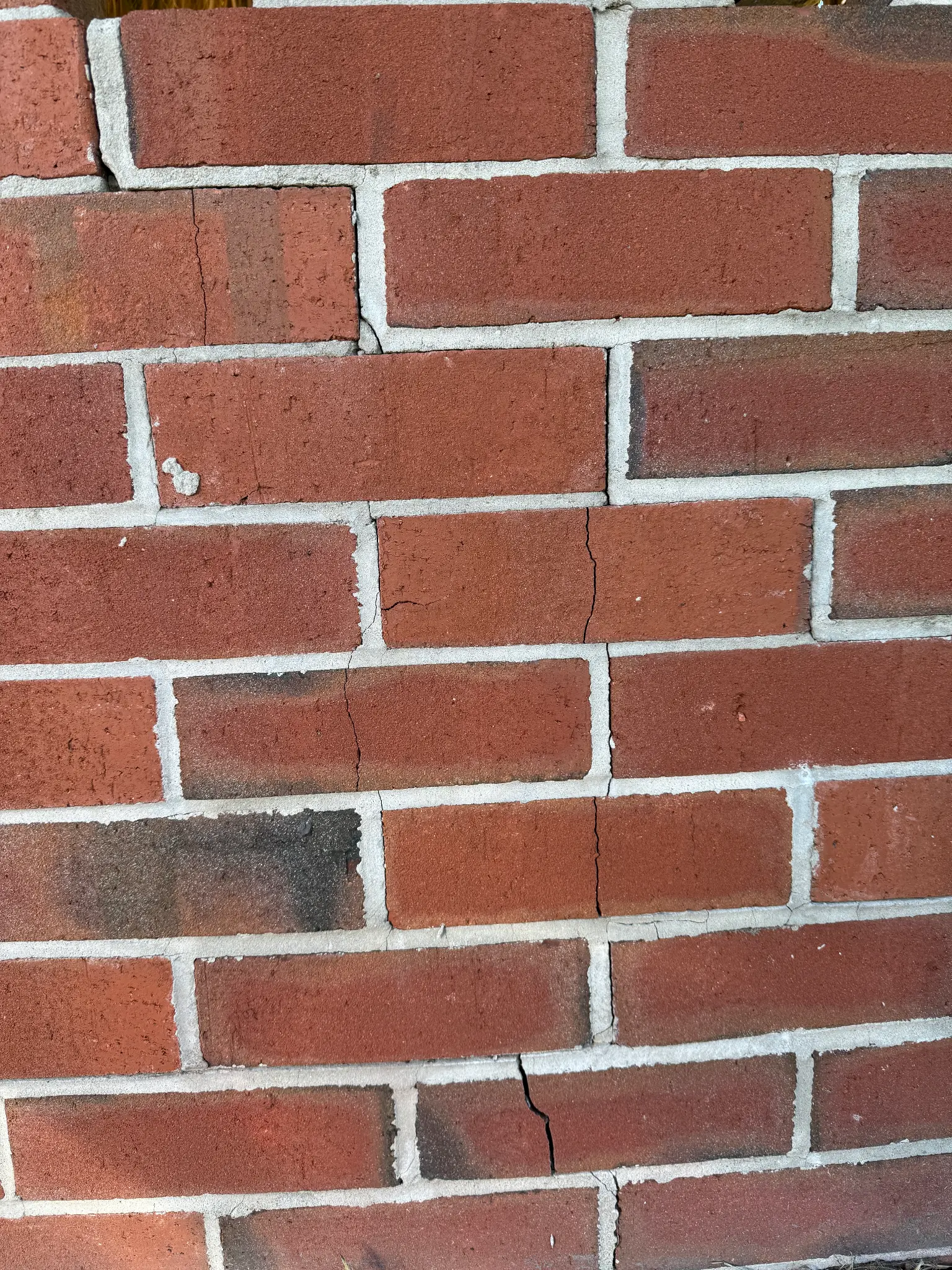Brick cracks and mortar failure